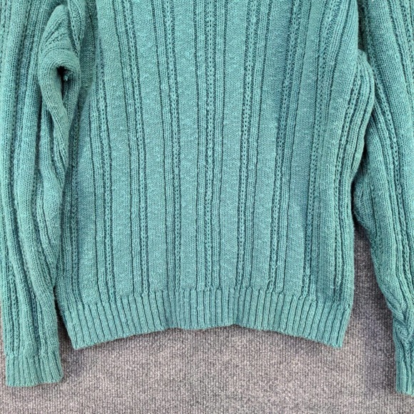 L.L. Bean Women's Pullover Ribbed Turtleneck Sweater Green Medium Cotton Vintage - Picture 8 of 12
